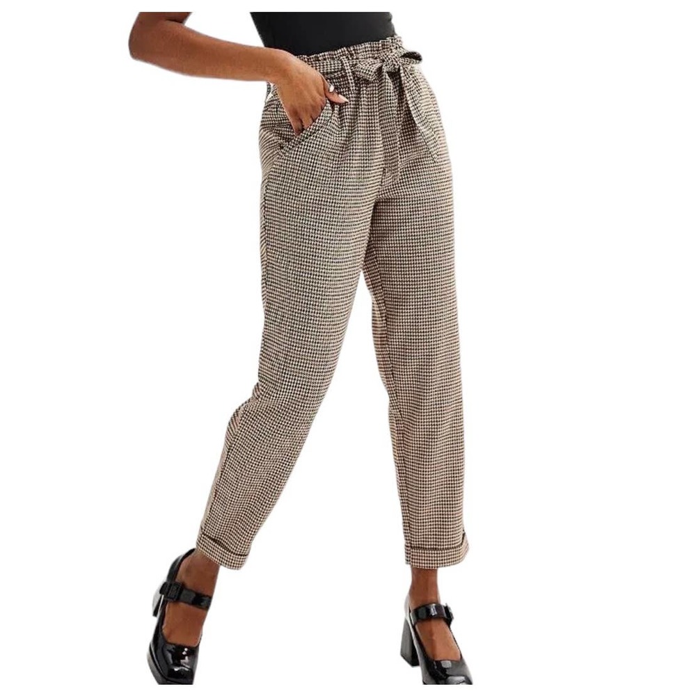 SO Plaid High-Rise Paperbag Tapered Leg Pants